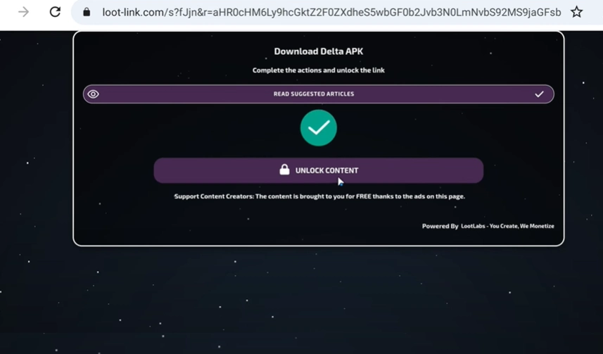 Unlock content button delta key